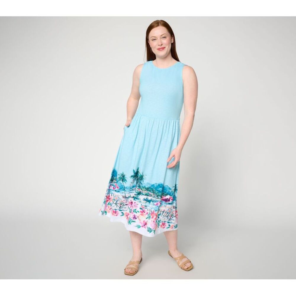 Denim & Co. Women's Petite Dress PS Make Your Selection: Printed Blue A729049